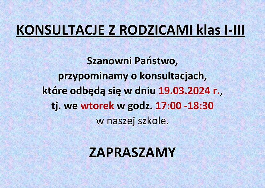 Konsultacje dla Rodziców III/2024 - zdjęcie 1